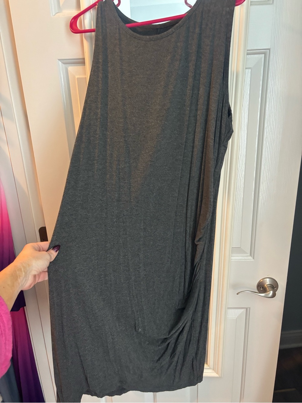 Maurices Charcoal Sleeveless Maxi Dress with ruched side